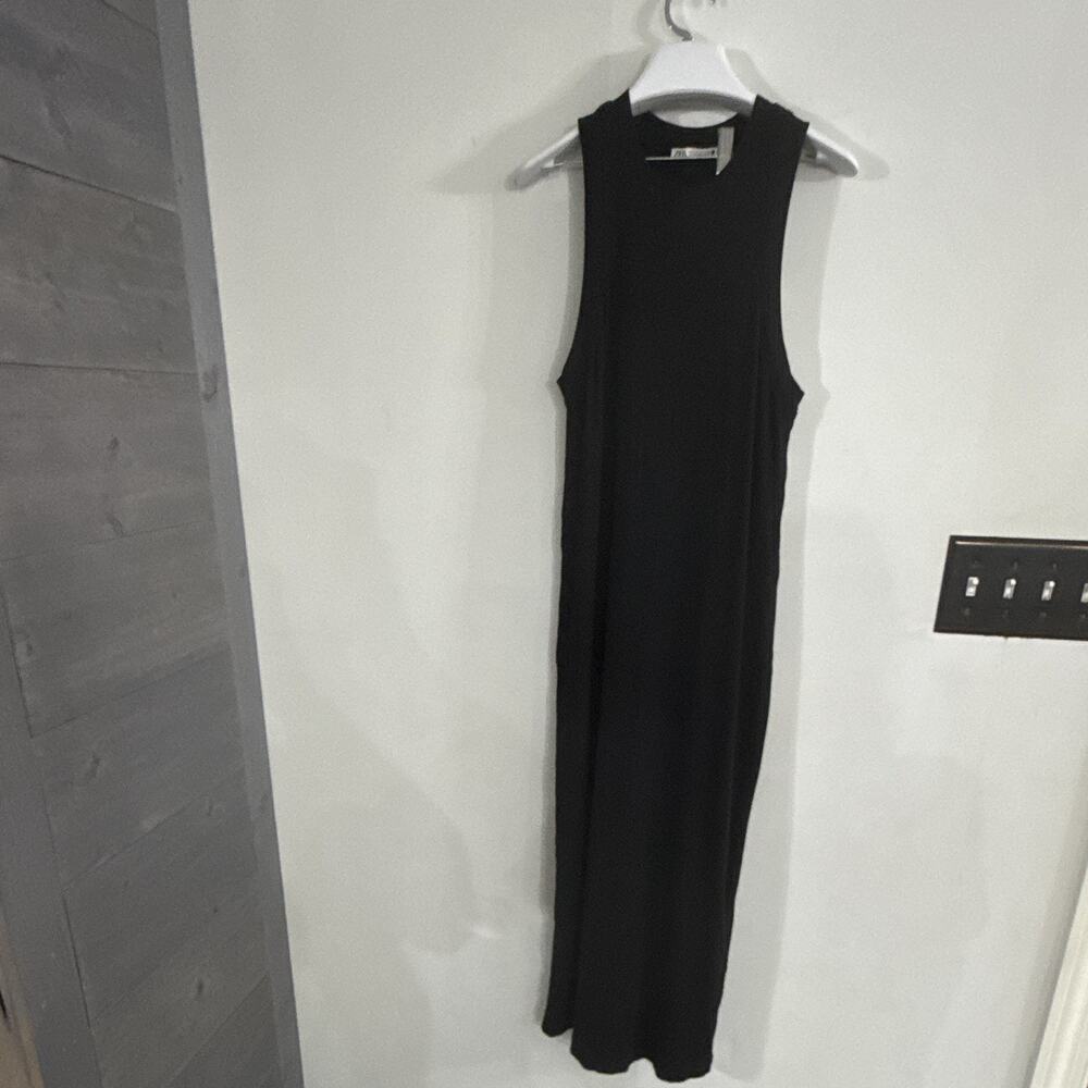 Zara Women's Black Long Black Maxi Dress Size Small Sleeveless Stretch Casual